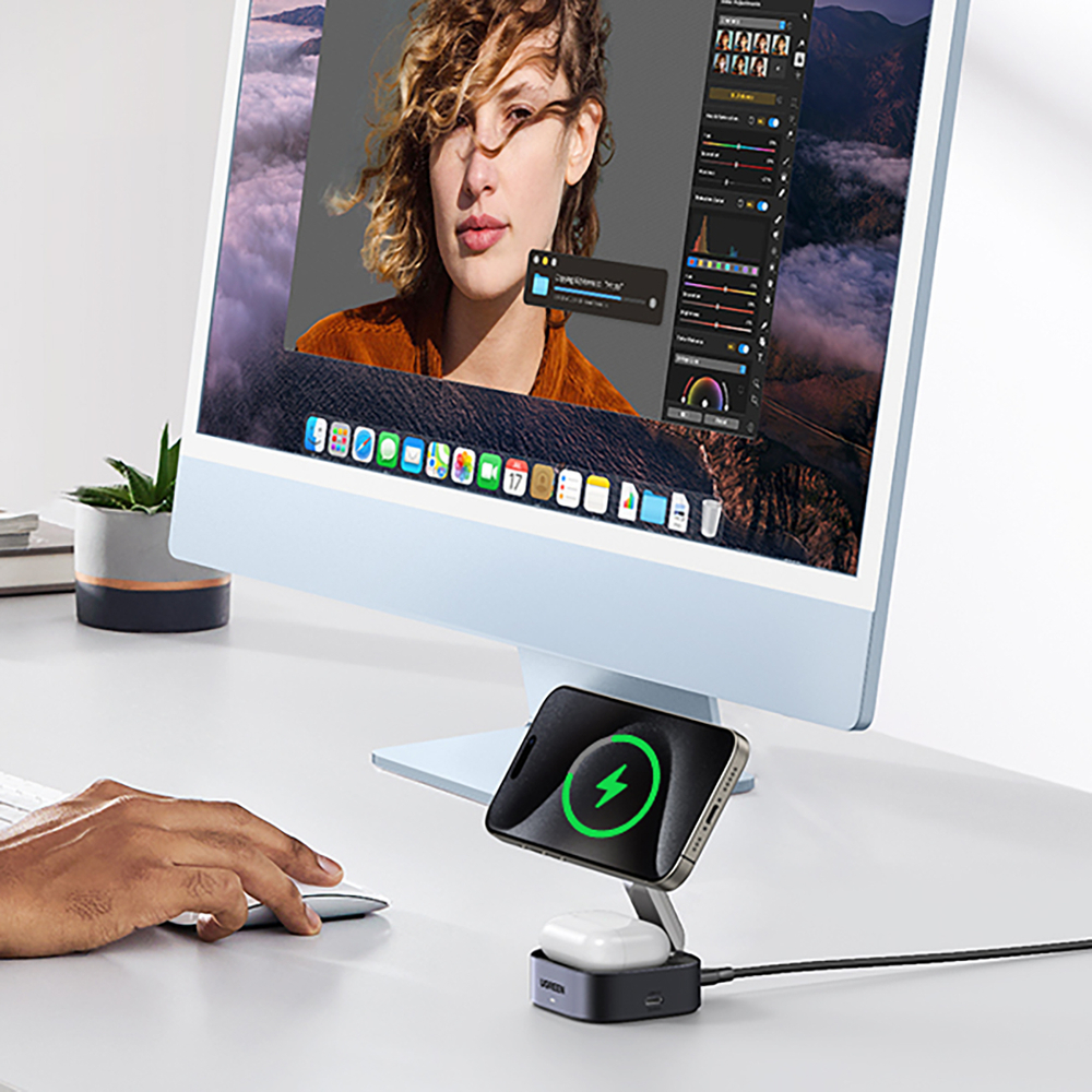 3-in-1 Wireless Charger Ugreen W702 MagSafe Qi2 Black