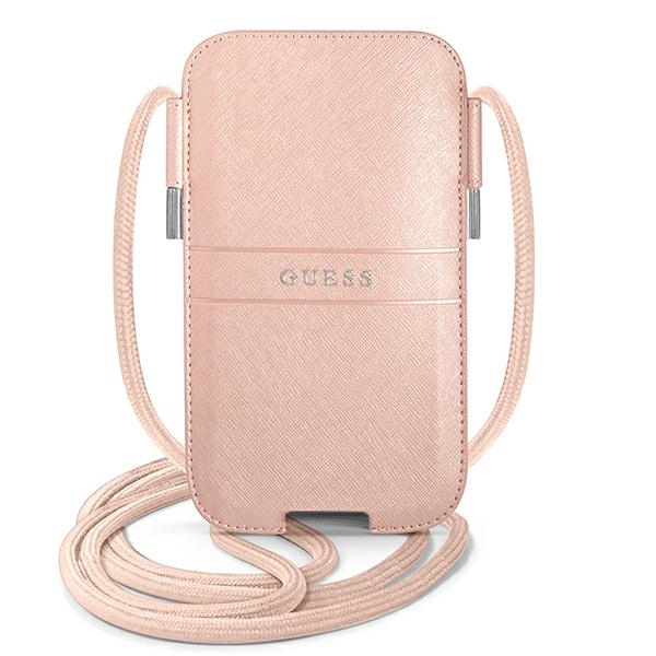 Guess Saffiano Strap 6.7" Phone Bag Pink