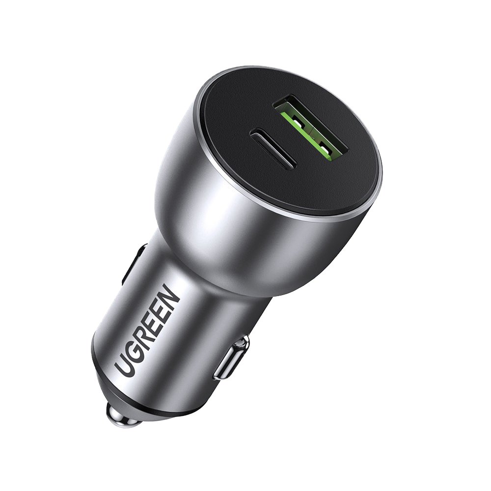 Ugreen CD213 auto lādētājs USB / USB-C PD QC 3.0 36W 3A pelēks