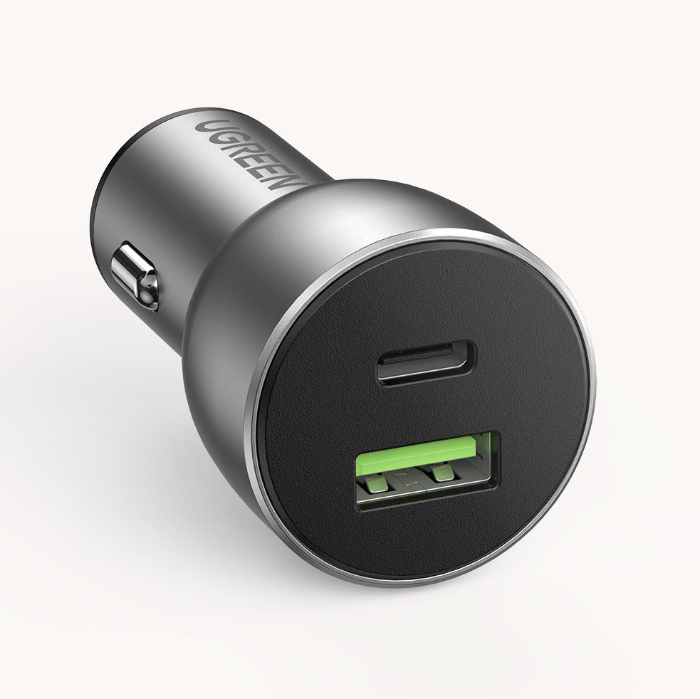 Ugreen CD213 Car Charger USB / USB-C PD QC 3.0 36W 3A Gray
