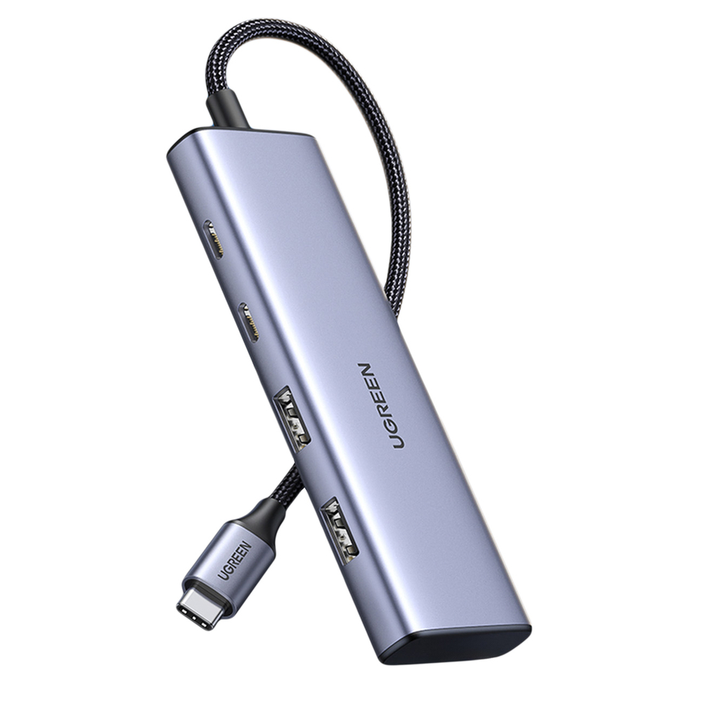 Ugreen CM473 USB-C Hub - 2x USB-A / 2x USB-C, 20cm, Gray
