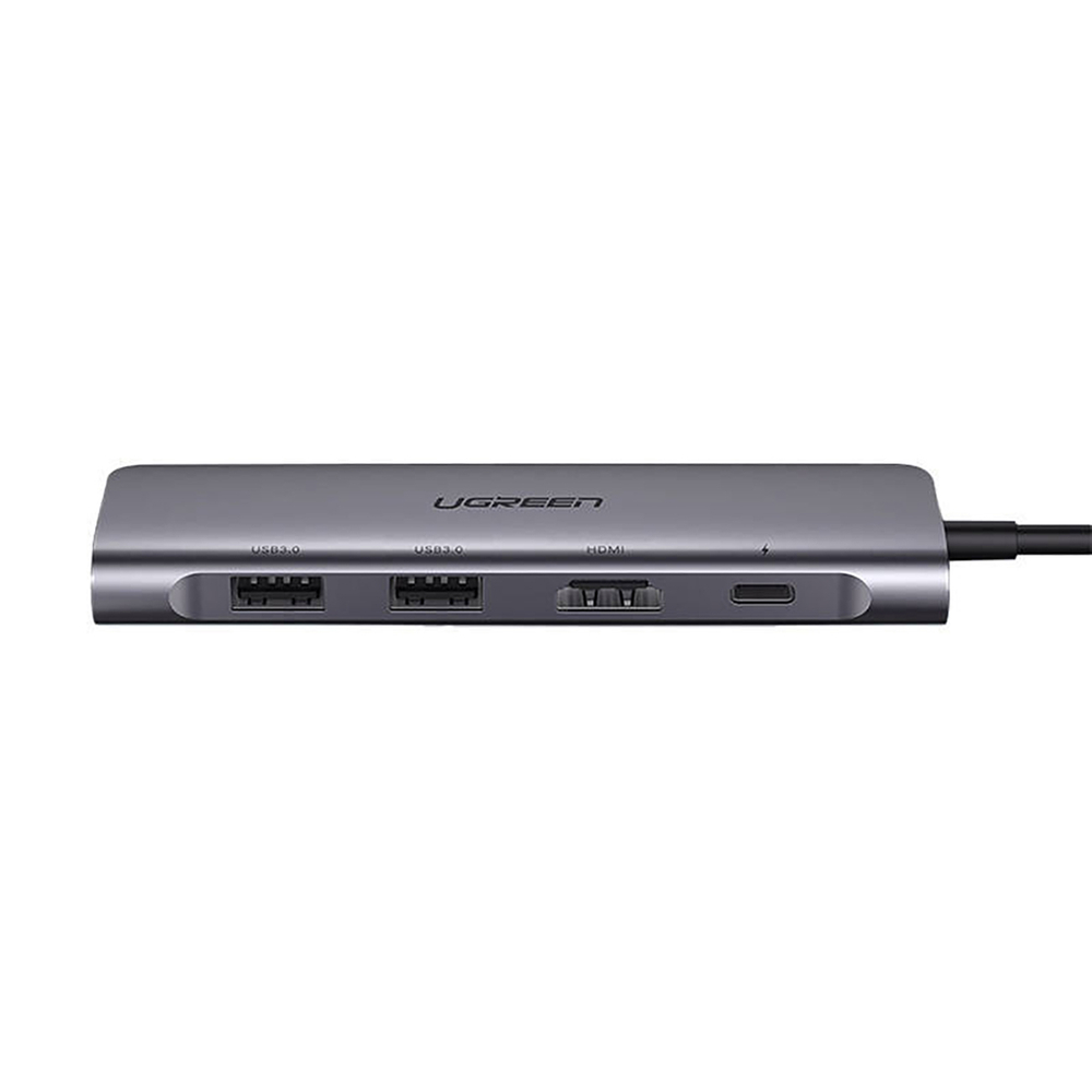 Ugreen CM195 6-in-1 USB-C adapteris - HDMI, 2x USB-A, PD, SD/TF - pelēks
