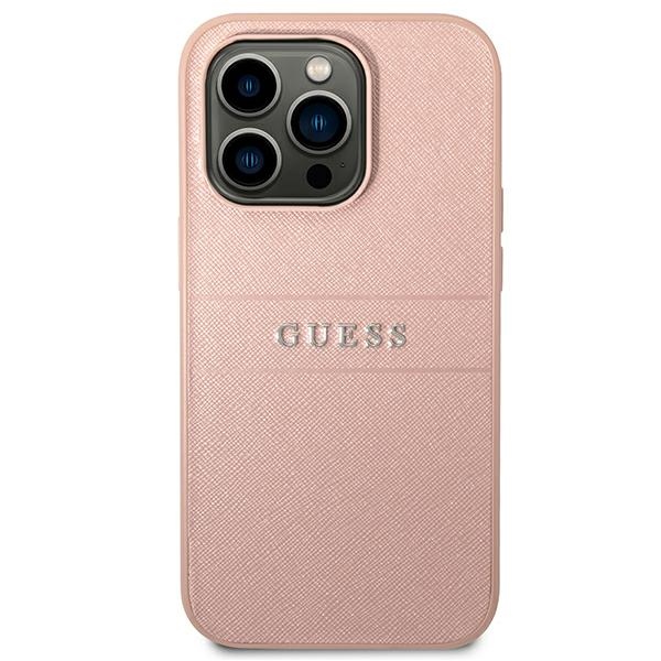 Guess Saffiano Strap vāciņš Apple iPhone 14 Pro Max, rozā