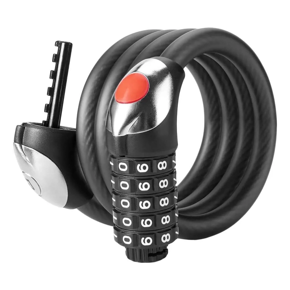 Rockbros RKS531 5-Digit Combination Steel Cable Bike Lock with LED, 180 cm