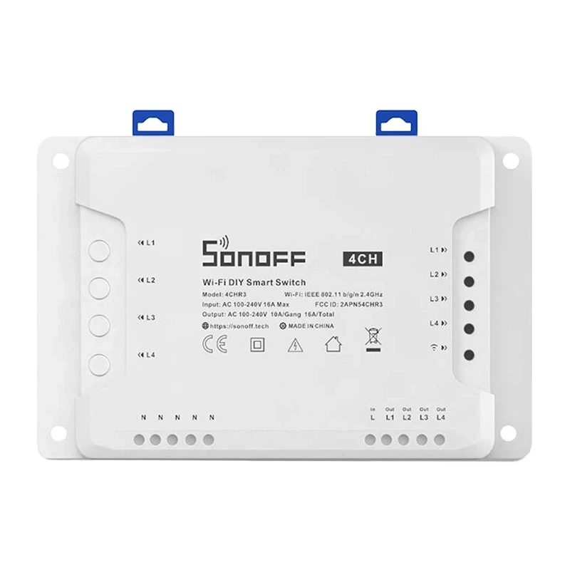 SONOFF 4CHR3 Smart 4-Channel Wi-Fi Switch, White