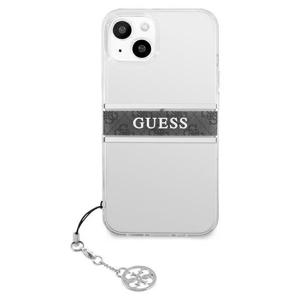 Guess iPhone 13 mini vāciņš 4G Gray Strap Charm, caurspīdīgs (1)