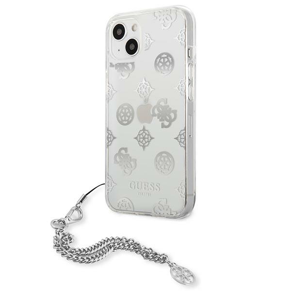 Guess iPhone 13 mini vāciņš Peony Chain Collection, sudraba
