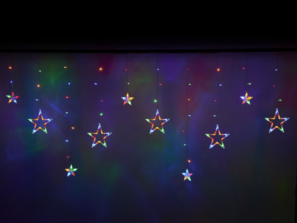 RGB Christmas Fairy Lights Stars Curtain 138 LED, 2.5 m, Multicolor