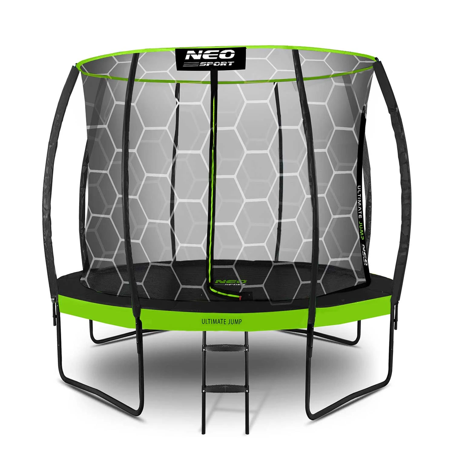 Neo-Sport NS-08C221 Garden Trampoline with Inner Net 252 cm (8ft), Black/Green