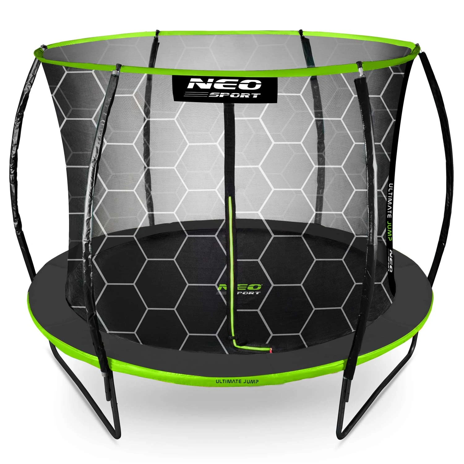 Neo-Sport NS-08C221 Garden Trampoline with Inner Net 252 cm (8ft), Black/Green