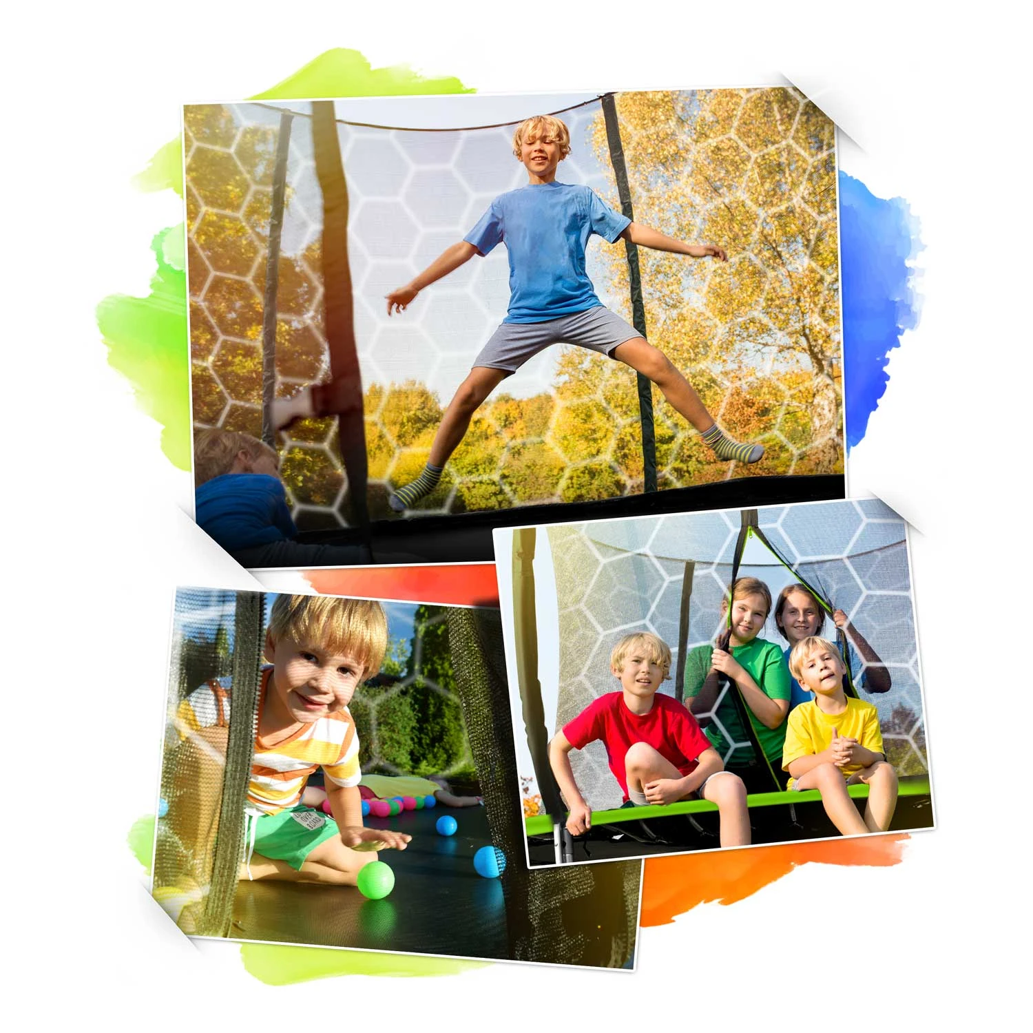 Neo-Sport NS-08C221 Garden Trampoline with Inner Net 252 cm (8ft), Black/Green