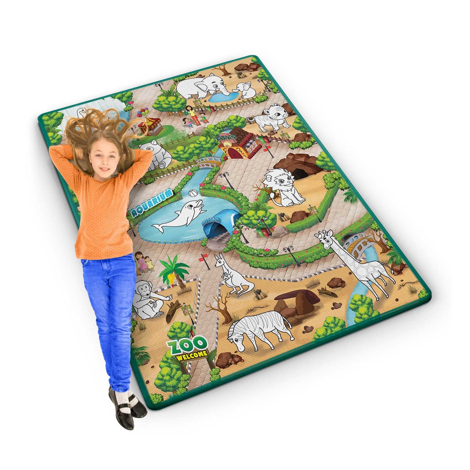 Ricokids RK-344 Roll-up Foam Coloring Mat, 120 x 90 x 0.3 cm