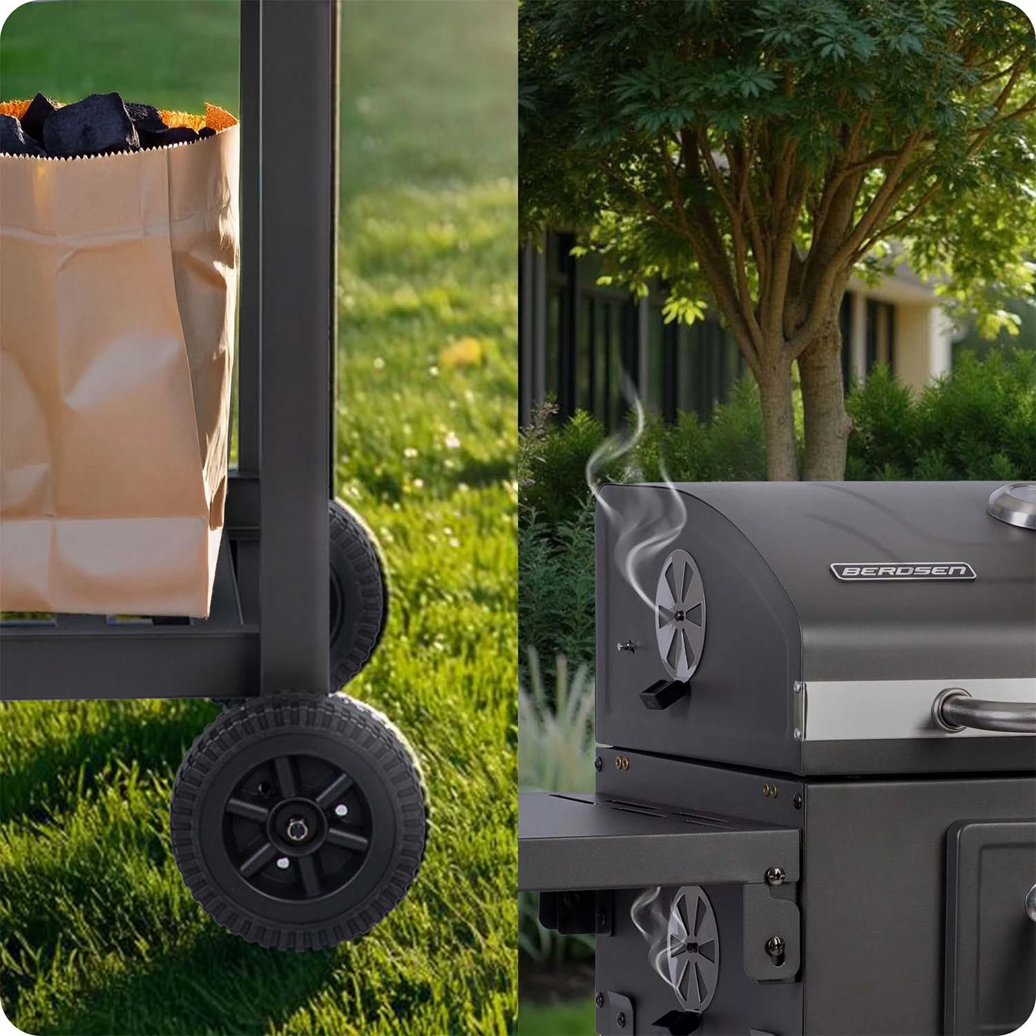 Berdsen BD-892 Charcoal Grill with Cover, Black