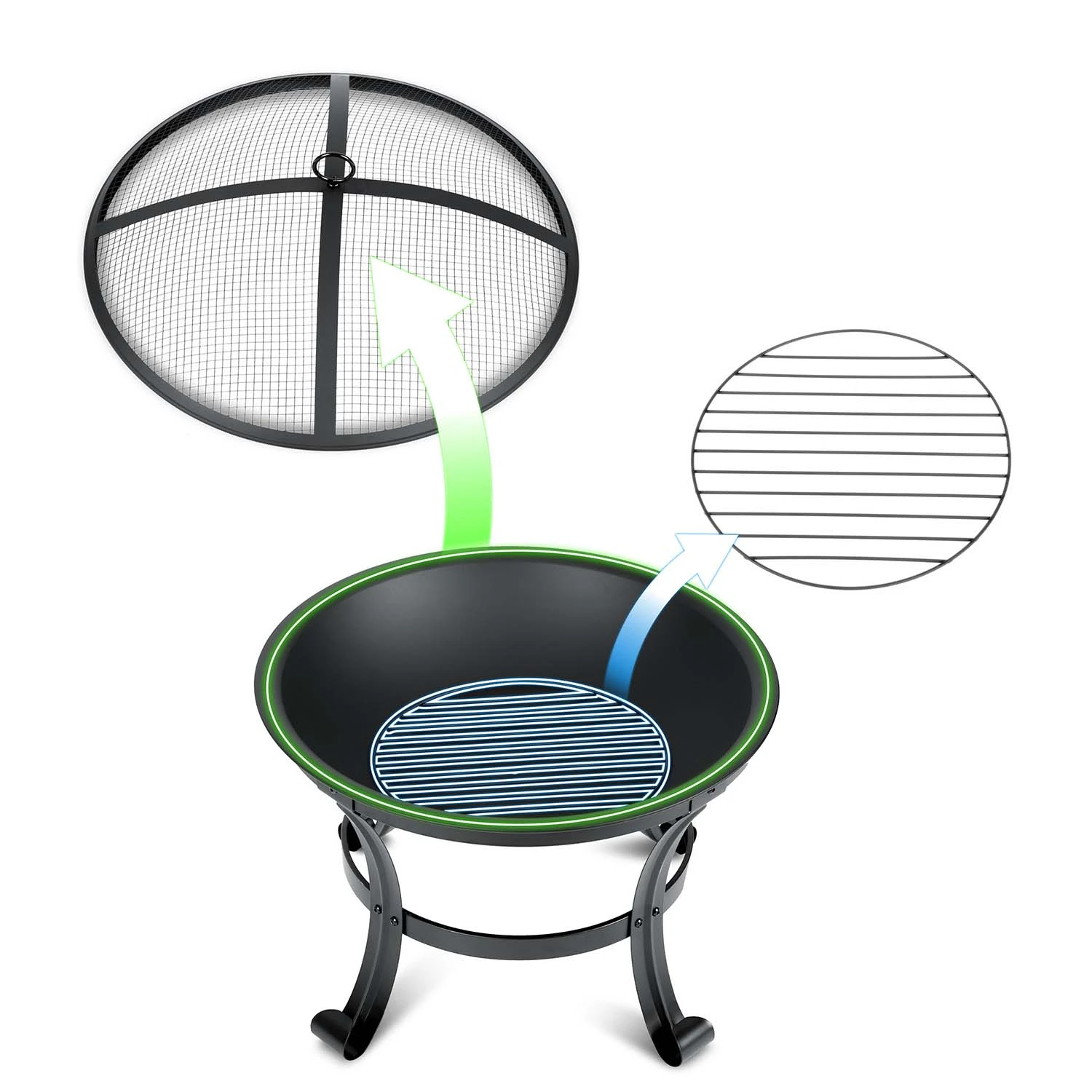 Berdsen BD-880 Garden Fire Pit, 60 cm, Black