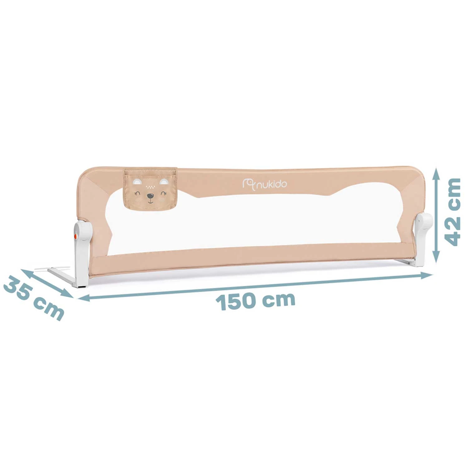 Nukido Bed Guard Rail 150x42x35 cm, Beige