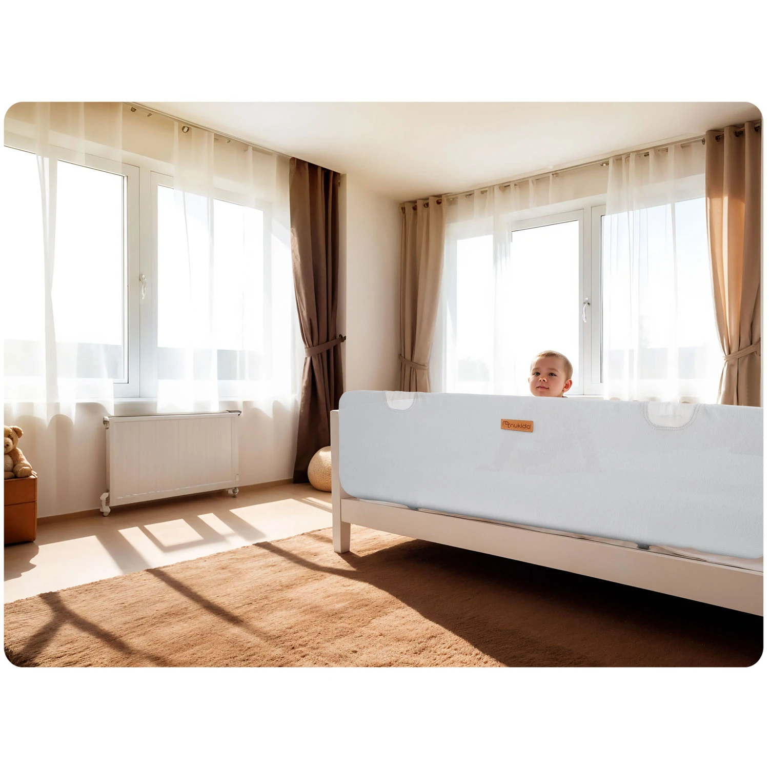 Nukido Bed Safety Rail, Guard, Barrier, 150x44 cm, Grey