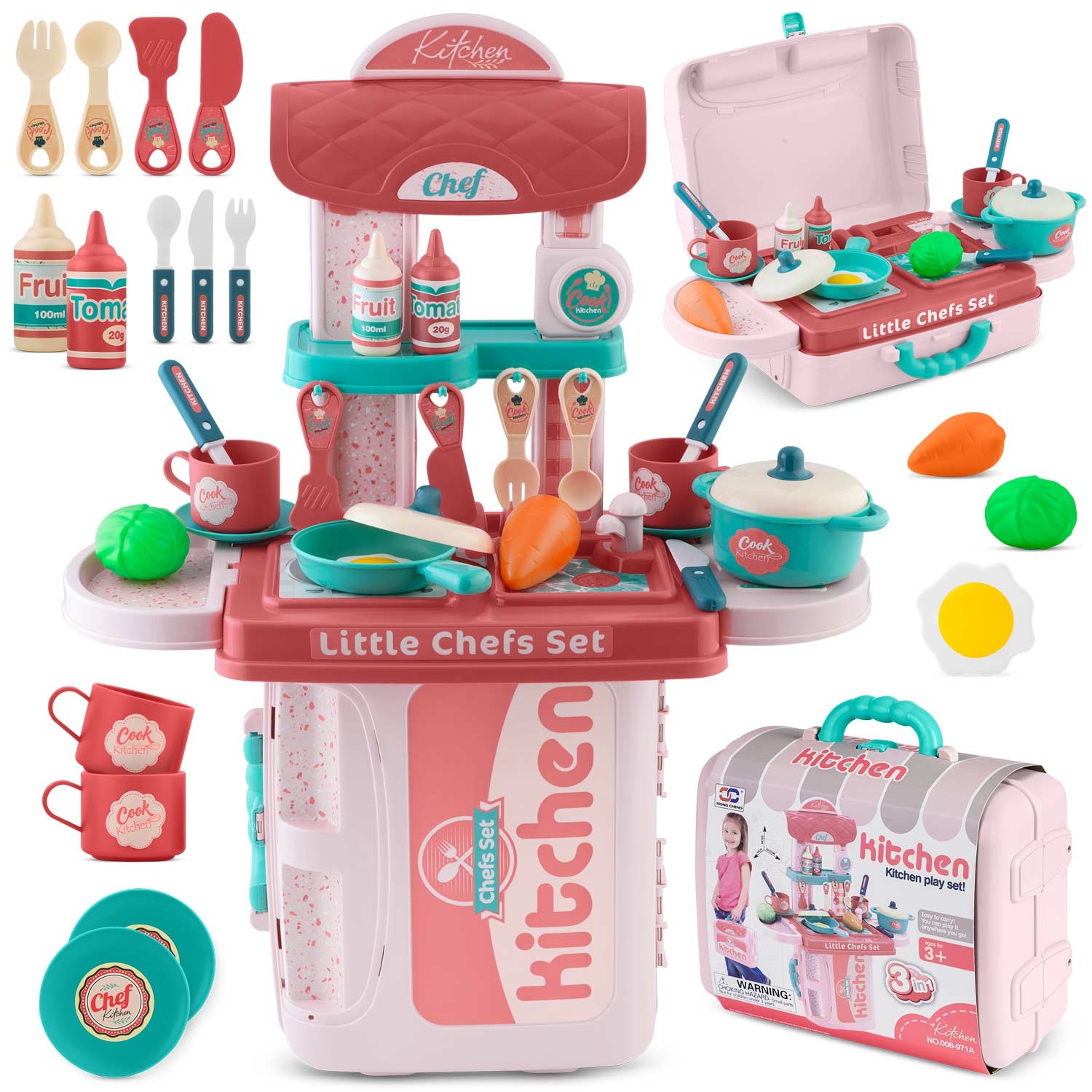 Bērnu rotaļu virtuve ar koferi, 3-vienā, Ricokids 772900