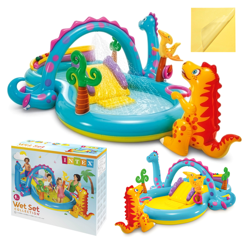 Intex 57135 Dinoland Inflatable Water Play Center with Slide and Fountain