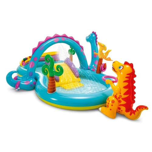 Intex 57135 Dinoland piepūšamais ūdens rotaļu laukums ar slidkalniņu un strūklaku