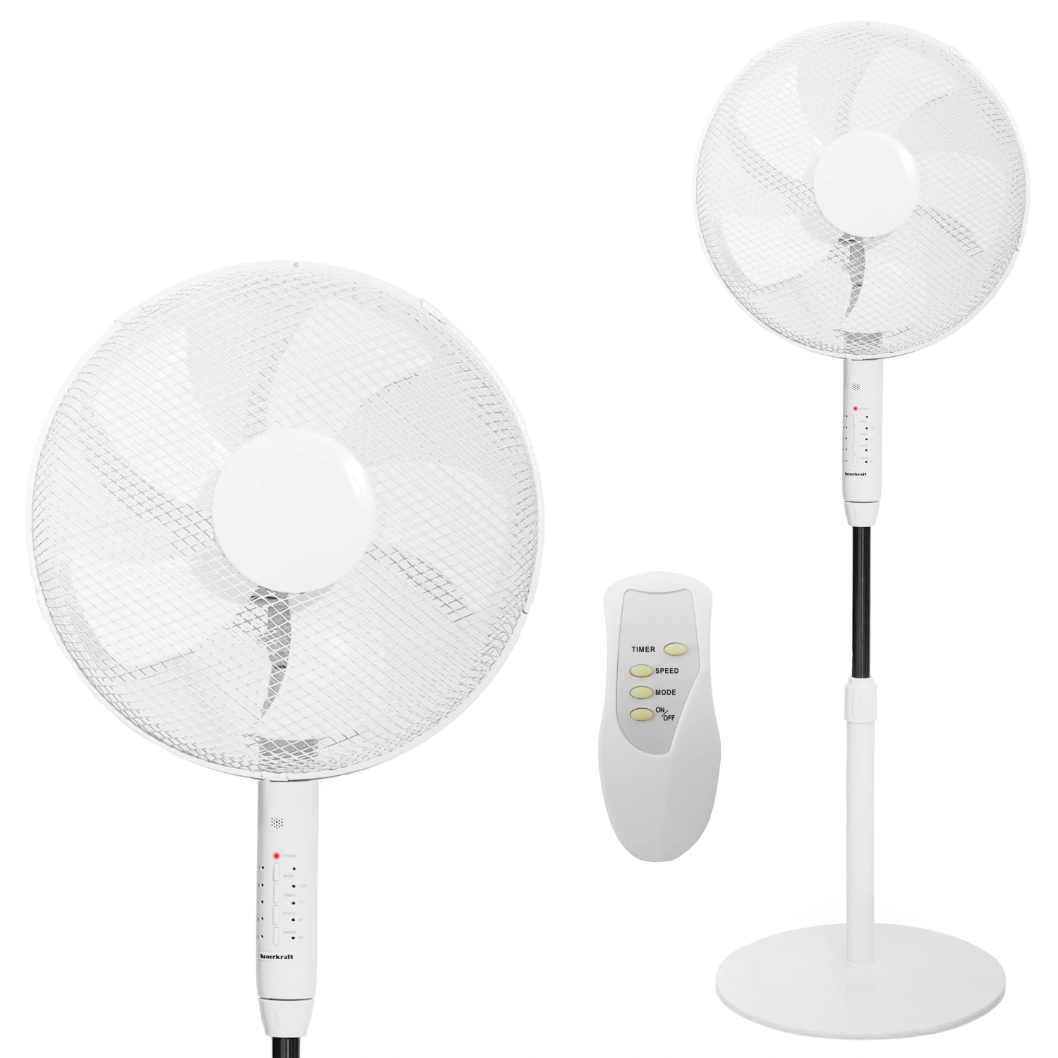 Grīdas ventilators 45W ar pulti, 5 lāpstiņas, 3 režīmi un ātrumi, taimeris