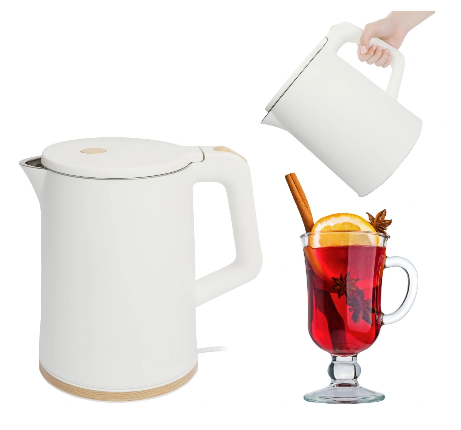 Cordless Travel Electric Kettle 1500W 1.2 L, White