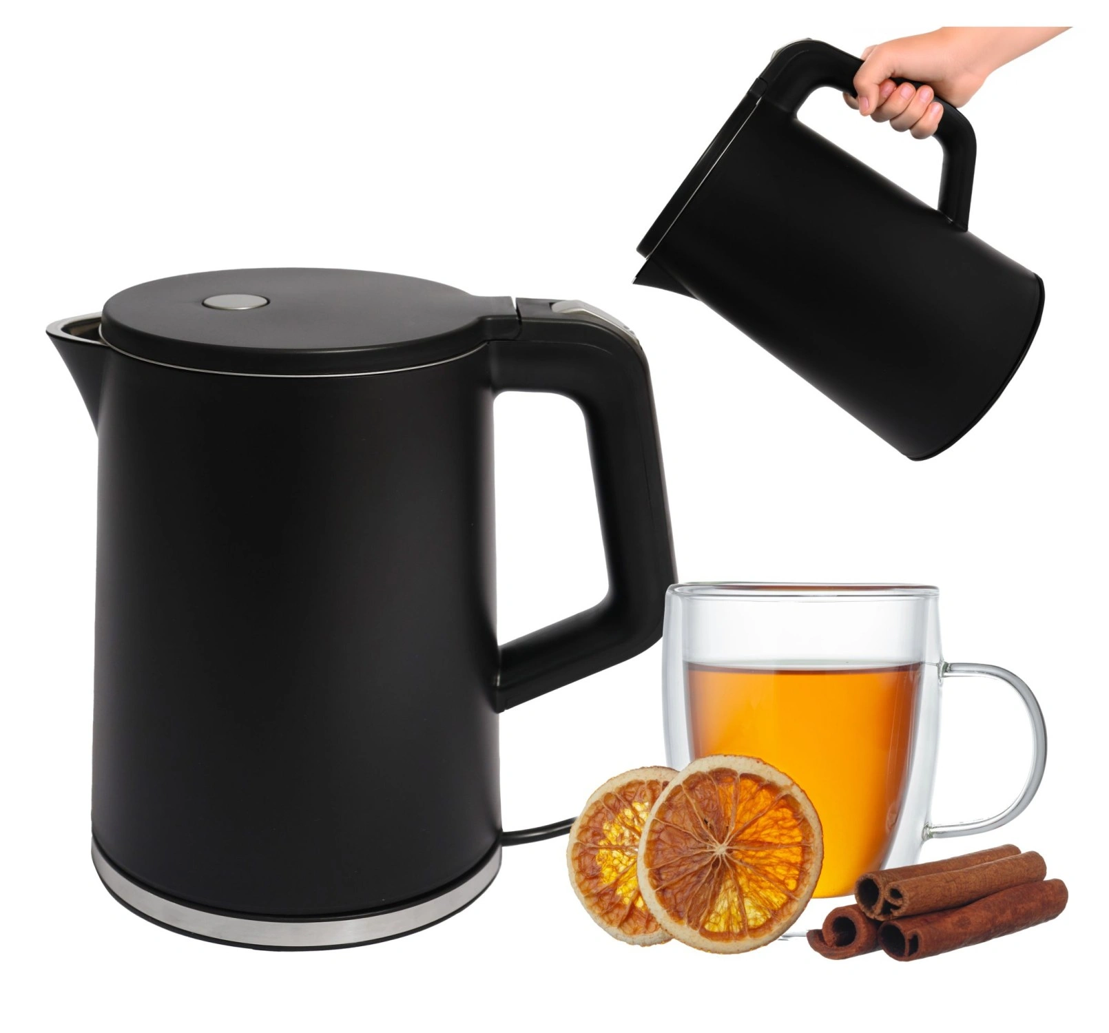 Cordless Electric Travel Kettle 1.2 L 1500W, Black