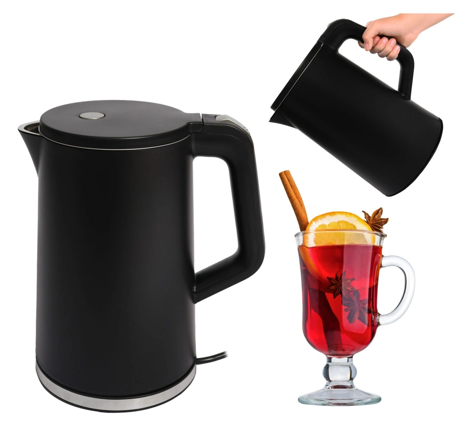 Cordless Electric Kettle 1.7 L 1500W, Black