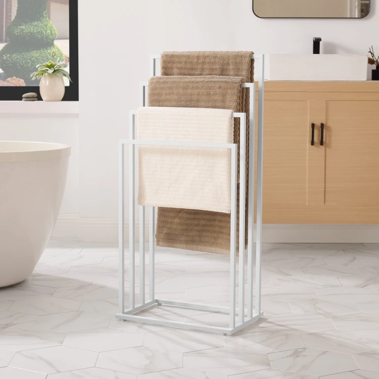 Leobert Freestanding Towel Stand, 4 Tiers, White
