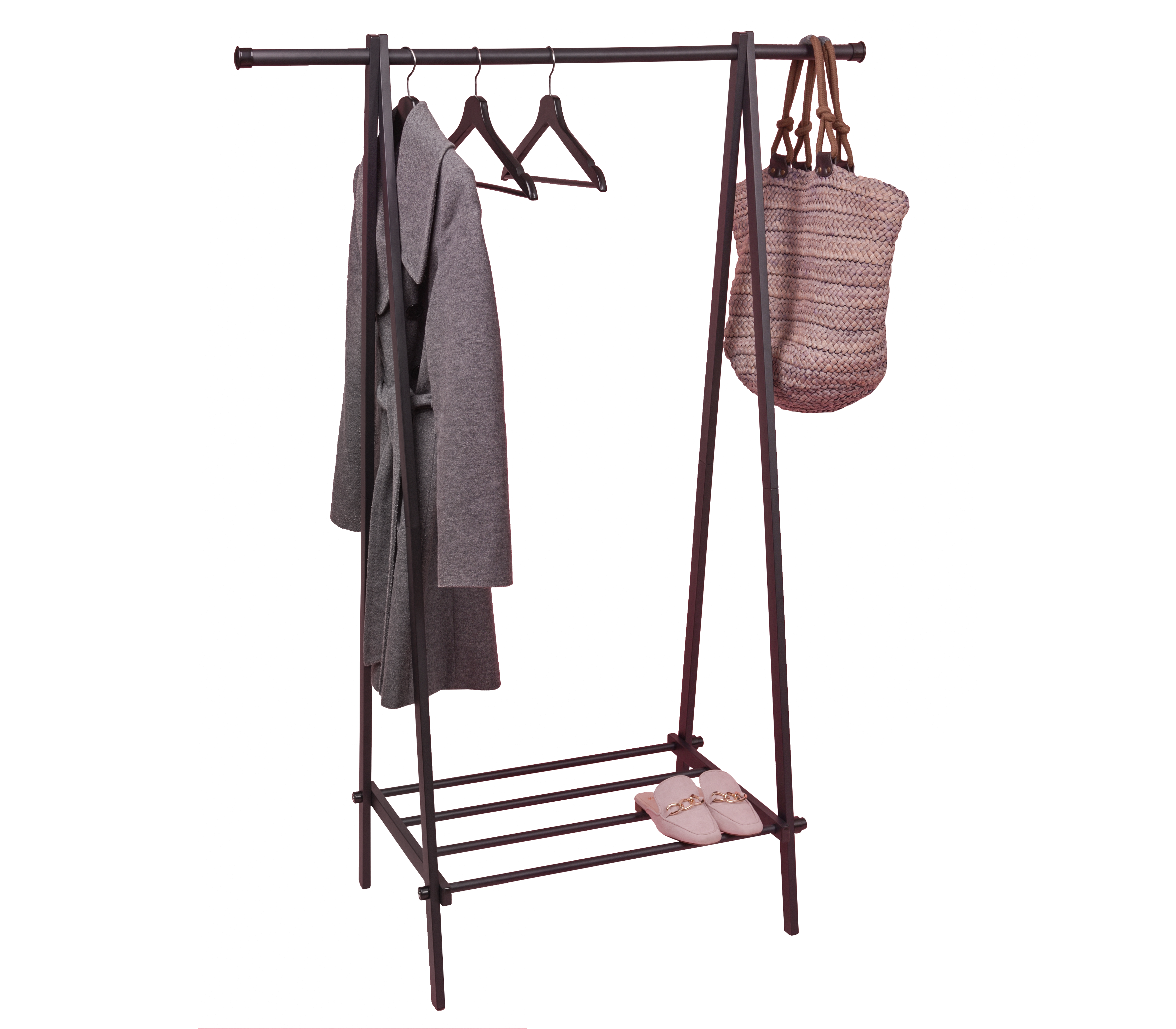 Modernhome YLT-0311E Freestanding Clothes Rack with Shelf, Black