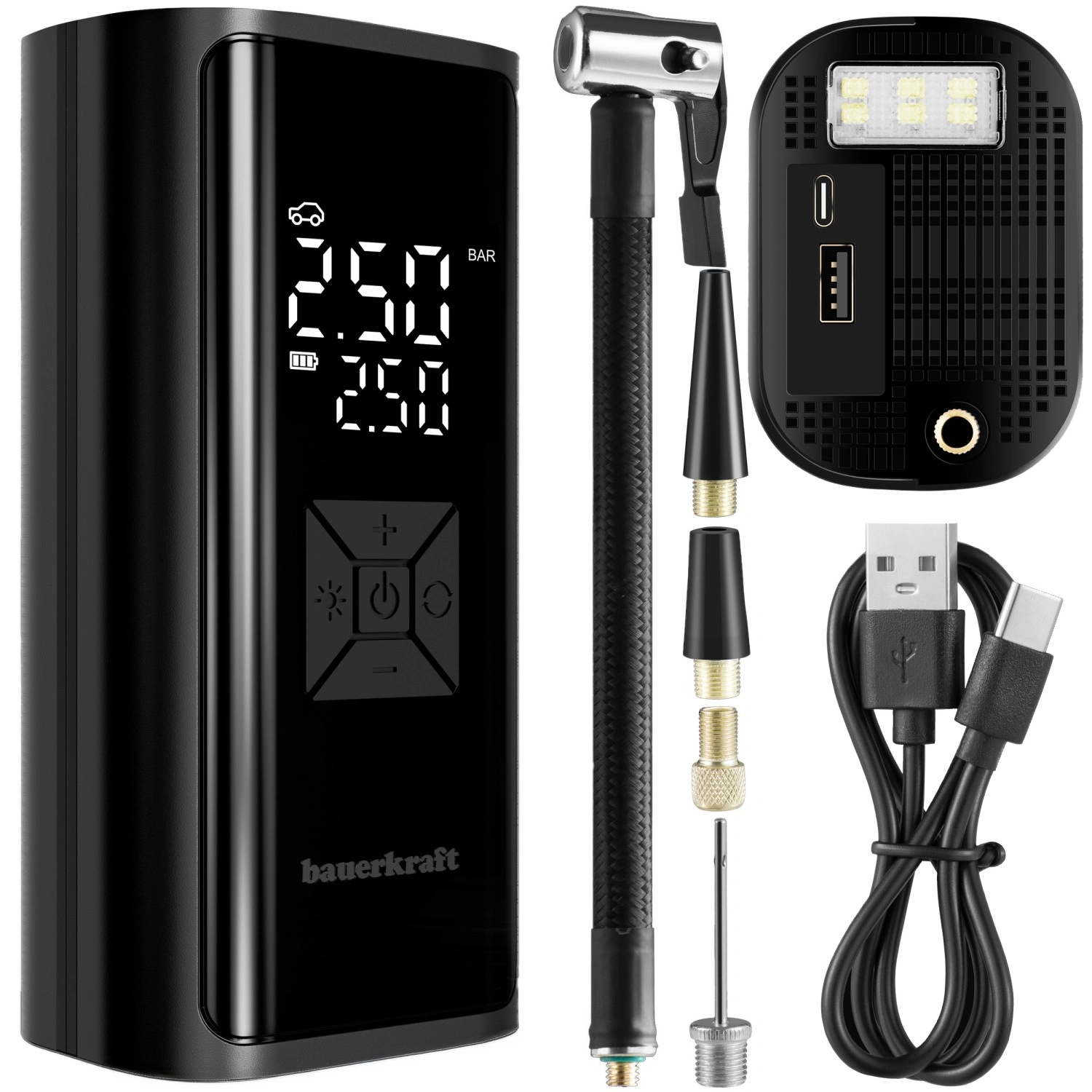 Pārnēsājams gaisa kompresors un riepu pumpis 150 PSI 6000mAh LED