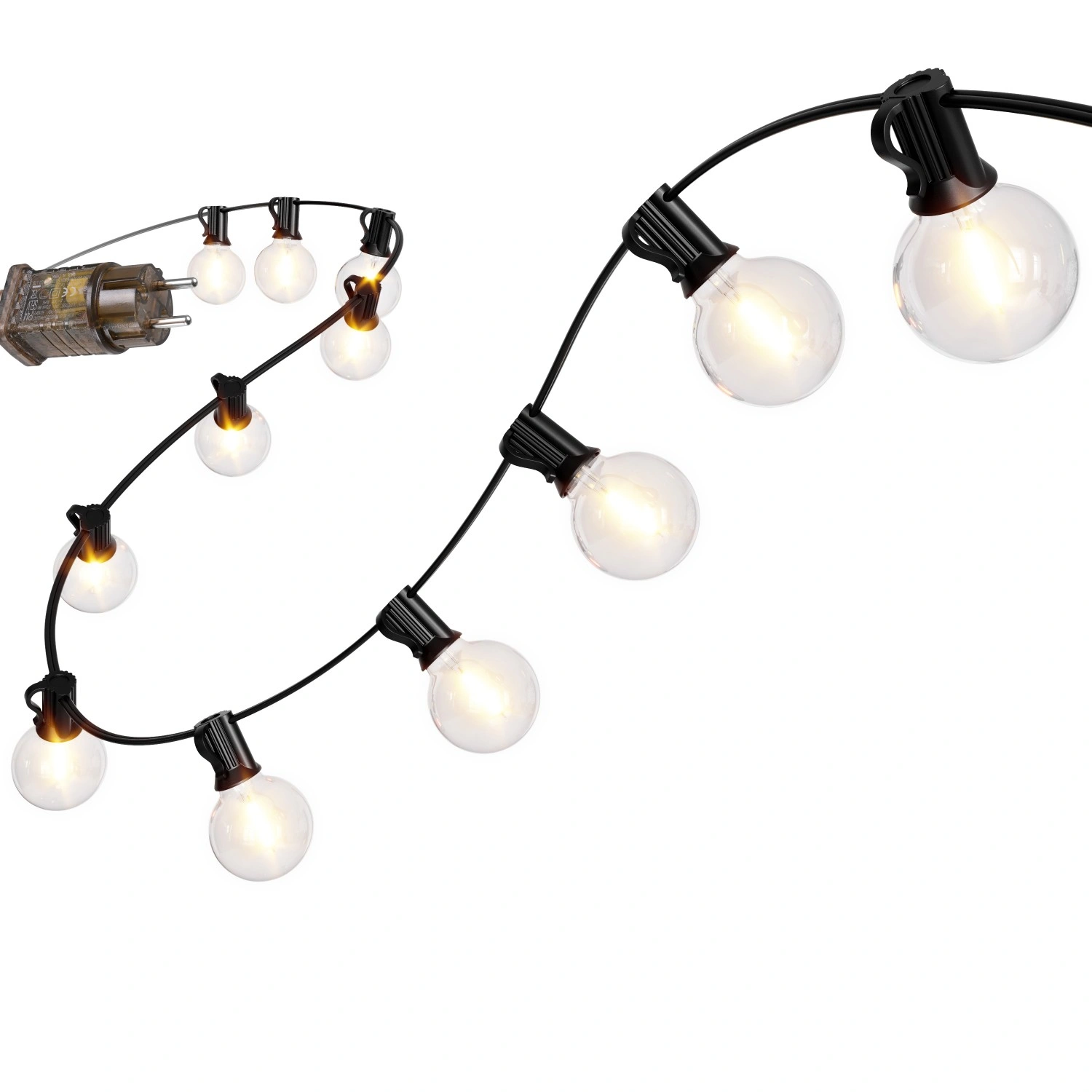 Outdoor LED String Lights 20m 30 Bulbs 9 Modes 9W, Warm White