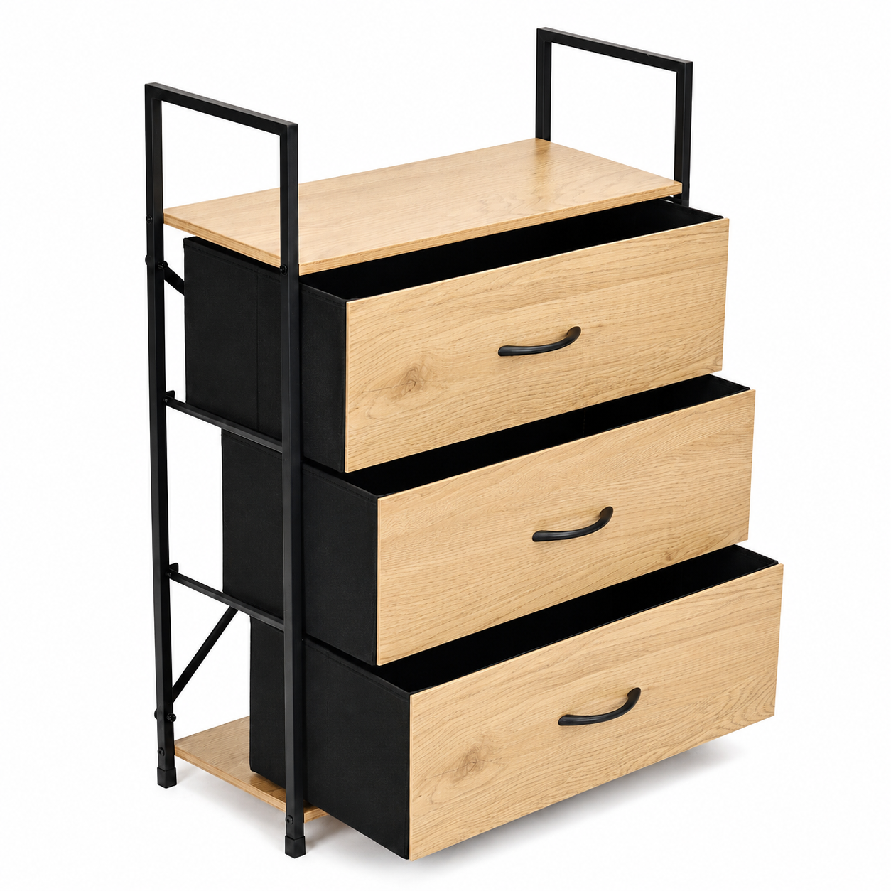 ModernHome skapītis ar 3 auduma atvilktnēm, 59 cm