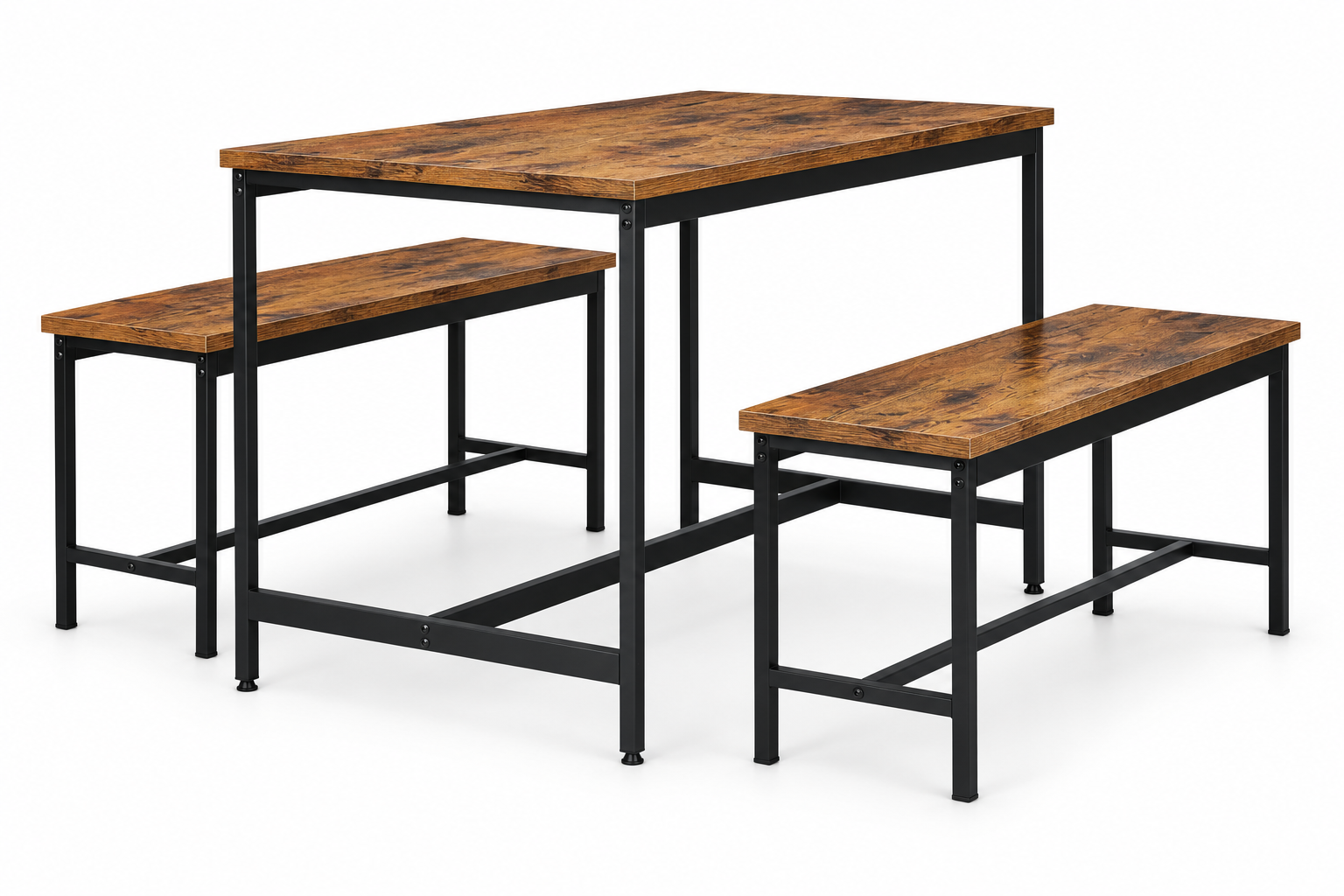 Ēdamistabas mēbeļu komplekts ModernHome galds un 2 soli, novecināts koks