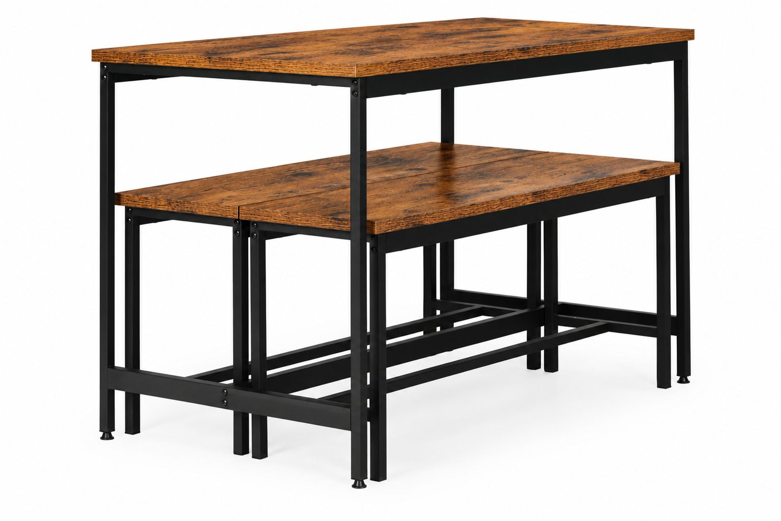 Ēdamistabas mēbeļu komplekts ModernHome galds un 2 soli, novecināts koks