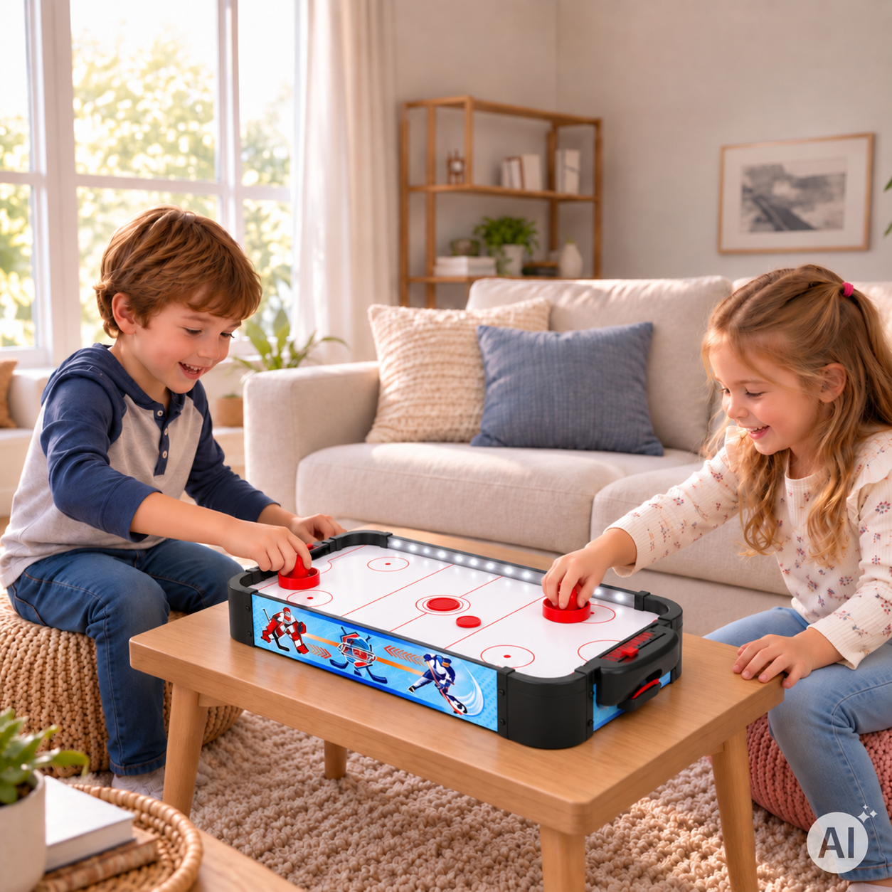 Gaisa hokeja spēles galds bērniem ECOTOYS 58 cm ar LED apgaismojumu