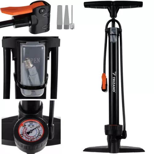 Trizand grīdas pumpis ar manometru 16 bar / 230 PSI, melns