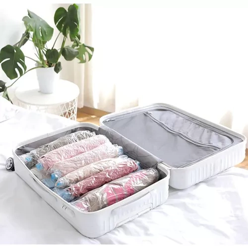 Ruhhy Vacuum Storage Bags Set, 10 pcs, Mixed Sizes, Transparent/Blue