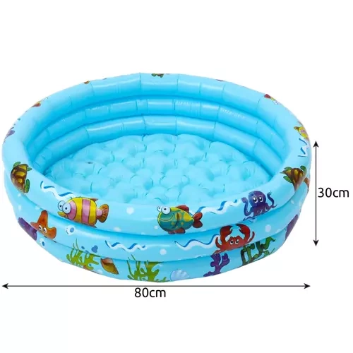 Kruzzel Inflatable Kids Pool, 80x30 cm, Blue/Multicolor
