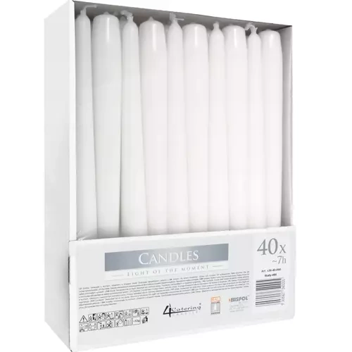 Taper Dinner Candles Set of 40, White