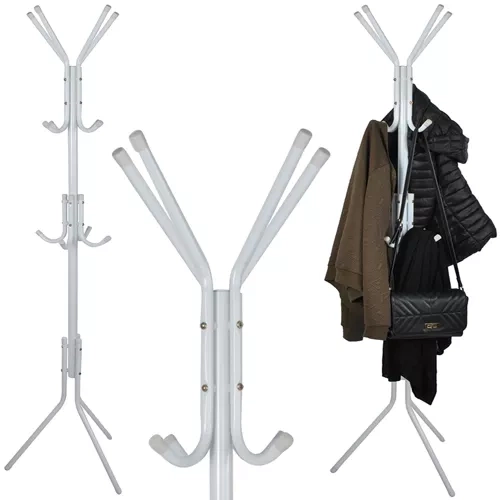 Metal Standing Coat Rack 170 cm, Ruhhy 23814, white