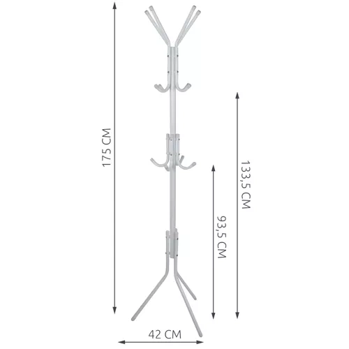 Metal Standing Coat Rack 170 cm, Ruhhy 23814, white