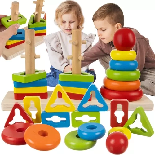 Kruzzel 19870 Wooden Sorter Toy for Kids, Multicolor