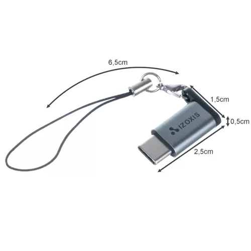 Адаптер Izoxis USB-C на Micro USB 2.0 с ремешком