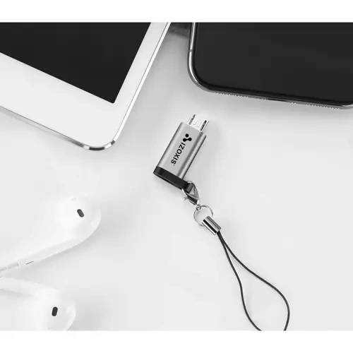 Адаптер Izoxis USB-C на Micro USB 2.0 с ремешком