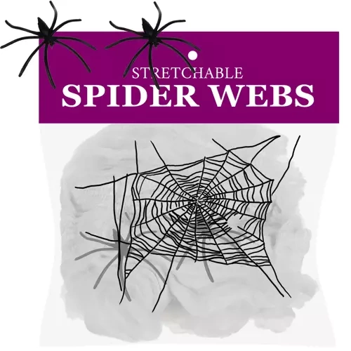 Malatec Artificial Spider Web with 2 Spiders, White
