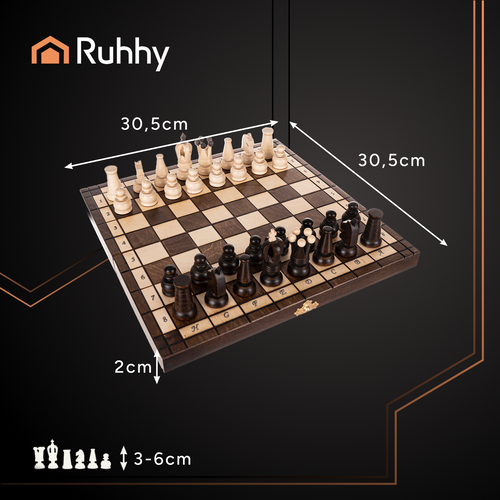 Деревянные шахматы Ruhhy 31x31 см, коричневый/кремовый