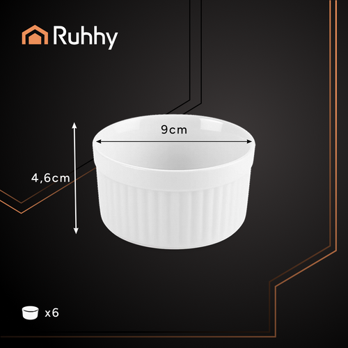 Набор жаропрочных керамических рамекинов Ruhhy 00025705, 6 шт., белый
