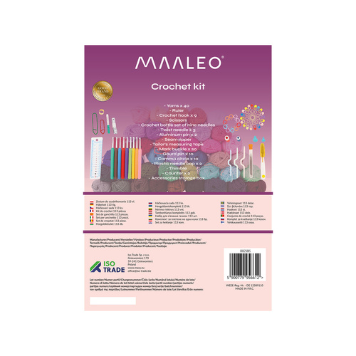 Maaleo 25885 113-Piece Crochet Set with Yarn and Bag Multicolor