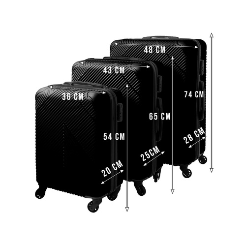 3 Piece Hardshell Spinner Luggage Set Trizand 26661, Black