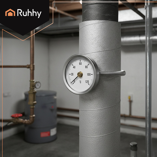 Ruhhy 26557 Clip-On Pipe Dial Thermometer, 0-120°C, Silver (1)